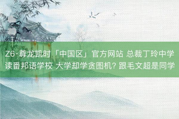 Z6·尊龙凯时「中国区」官方网站 总裁丁玲中学读番邦语学校 大学却学贪图机? 跟毛文超是同学