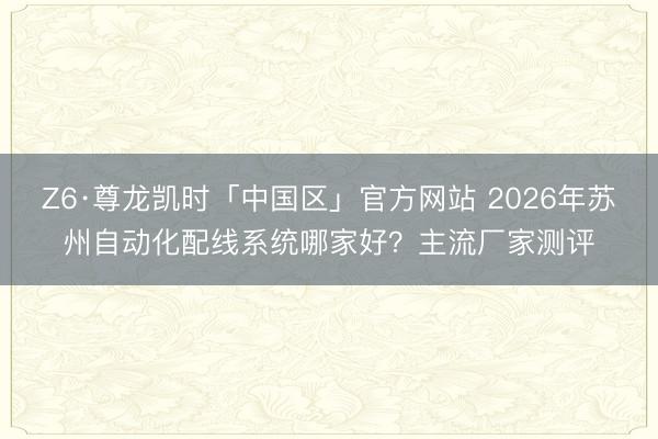 Z6·尊龙凯时「中国区」官方网站 2026年苏州自动化配线系统哪家好？主流厂家测评