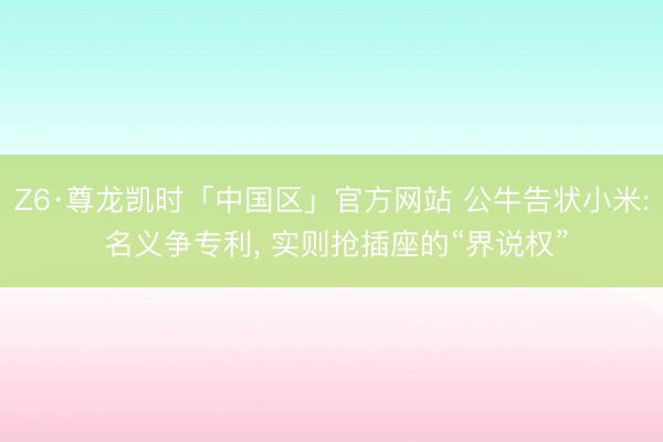 Z6·尊龙凯时「中国区」官方网站 公牛告状小米: 名义争专利， 实则抢插座的“界说权”