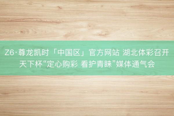 Z6·尊龙凯时「中国区」官方网站 湖北体彩召开天下杯“定心购彩 看护青睐”媒体通气会