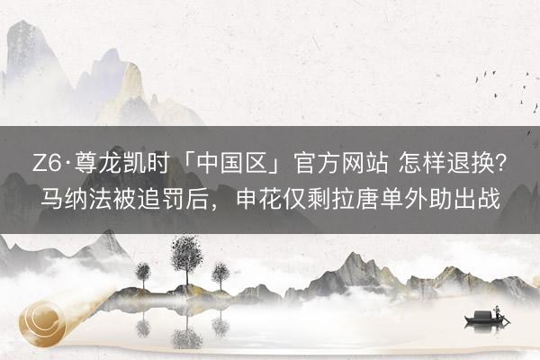 Z6·尊龙凯时「中国区」官方网站 怎样退换?马纳法被追罚后,申花仅剩拉唐单外助出战