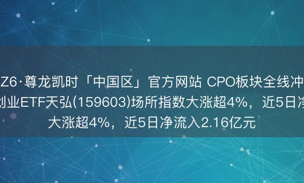 Z6·尊龙凯时「中国区」官方网站 CPO板块全线冲高走强，科创创业ETF天弘(159603)场所指数大涨超4%，近5日净流入2.16亿元