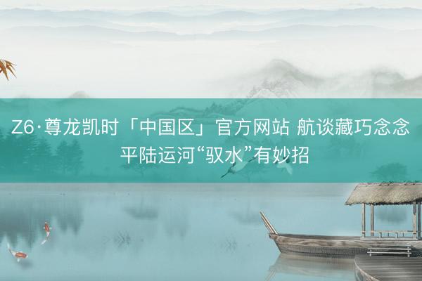 Z6·尊龙凯时「中国区」官方网站 航谈藏巧念念 平陆运河“驭水”有妙招