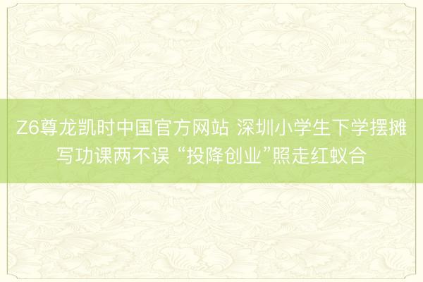 Z6尊龙凯时中国官方网站 深圳小学生下学摆摊写功课两不误 “投降创业”照走红蚁合
